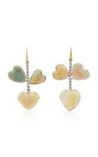 Irene Neuwirth One-of-a-kind 18k Gold Carved Opal Hearts Earrings