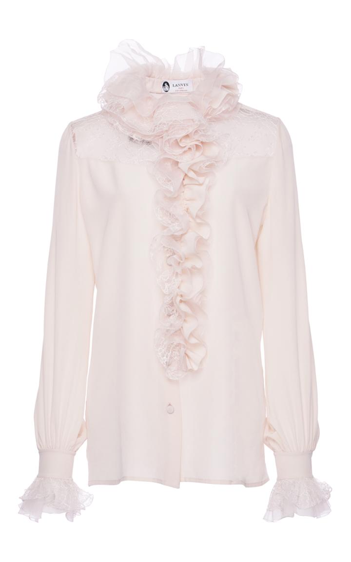Lanvin Long Sleeve Ruffle Detail Blouse