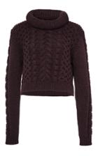 Tibi Burgundy Wool Blend Cable Sweater Pullover