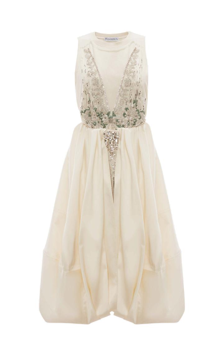 Moda Operandi Jw Anderson Floral-embellished Silk-cotton Balloon Dress