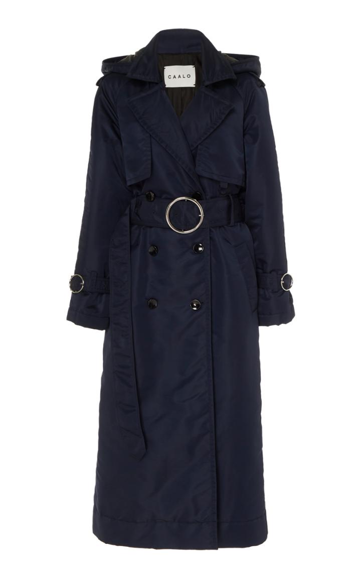 Caalo Satin Down Hooded Trench Coat