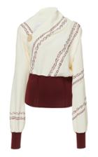 Victoria Beckham Knit-trimmed Printed Crepe Blouse