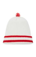 Prada Striped Ribbed-knit Wool-cashmere Pom Pom Beanie