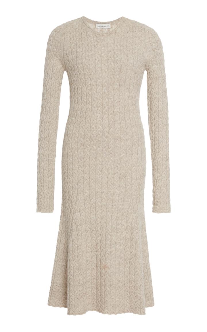 Mansur Gavriel Cable-knit Wool And Silk-blend Midi Dress