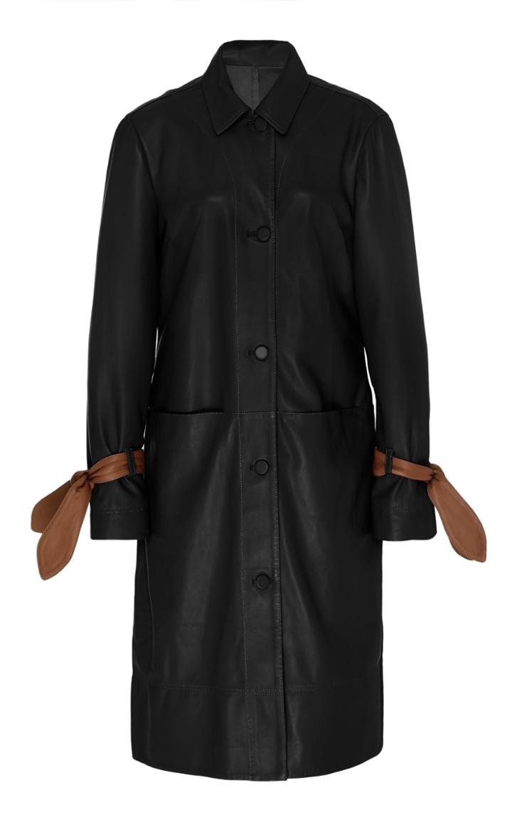 Moda Operandi Staud Bailey Leather Trench Coat Size: S