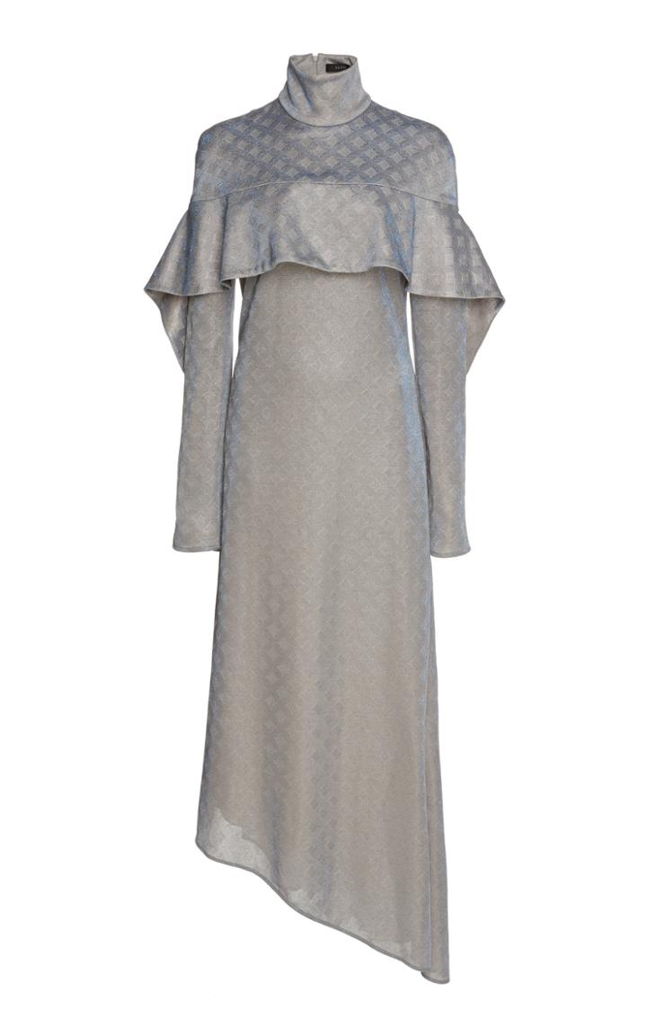 Ellery Empirical Satin Ruffle-shoulder Dress