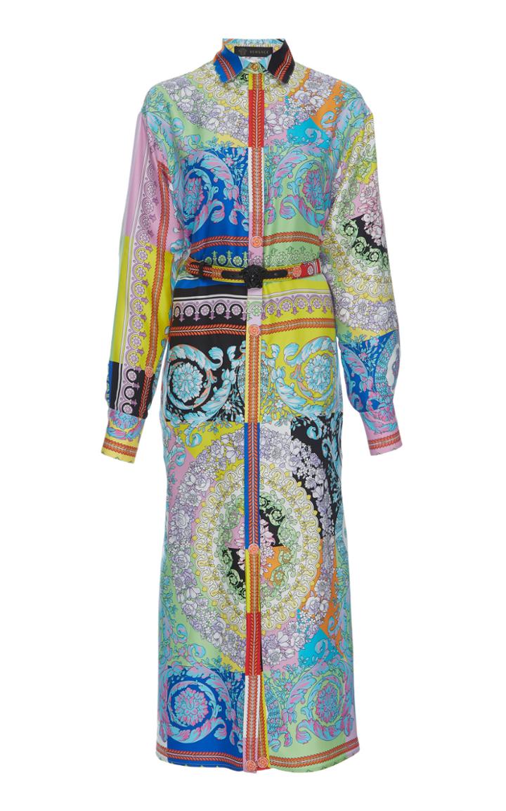 Versace Printed Silk Midi Dress
