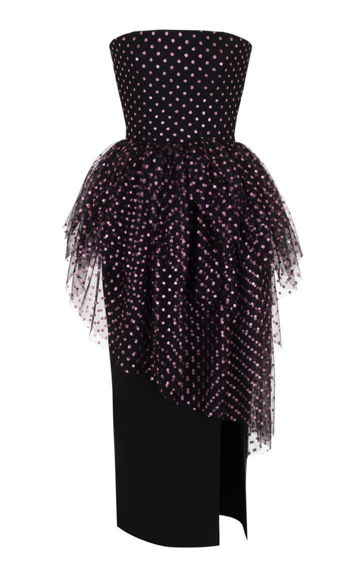 Rasario Polka Dot Strapless Dress