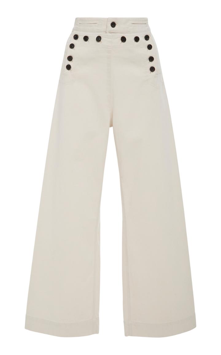 A.l.c. Pierce Buttoned Cotton-blend Wide-leg Pants
