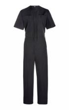 Adam Lippes Patch Pocket Mandarin Collar Cotton Jumpsuit