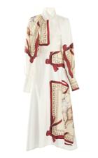 Moda Operandi Victoria Beckham Printed Silk Draped-sleeve Shirt Dress