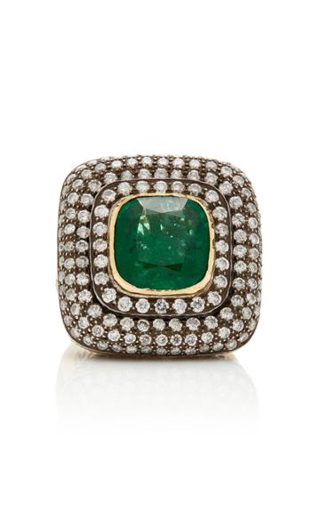 Amrapali 14k Gold, Emerald And Diamond Ring Size: 7