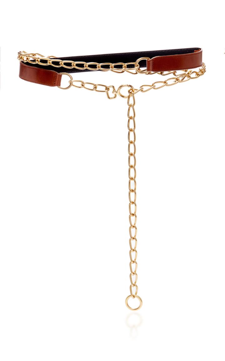 Oscar De La Renta Chain And Leather Belt
