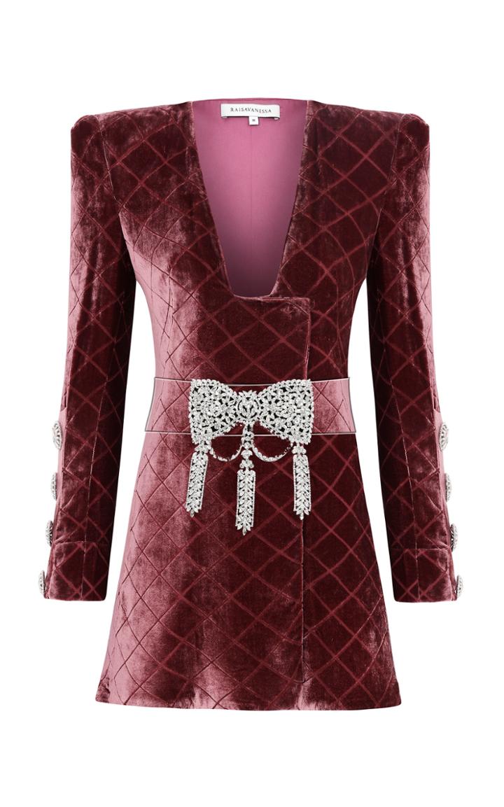 Moda Operandi Raisa Vanessa Bow-detailed Velvet Mini Dress