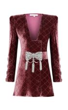 Moda Operandi Raisa Vanessa Bow-detailed Velvet Mini Dress
