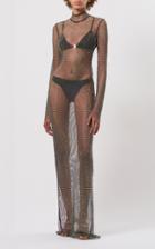 Moda Operandi David Koma Crystal-mesh Lined Turtleneck Gown