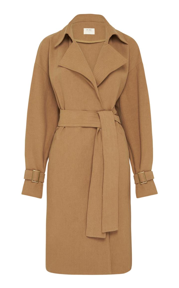 Moda Operandi St. Agni Sumi Belted Oversized Cotton-linen Trench Coat