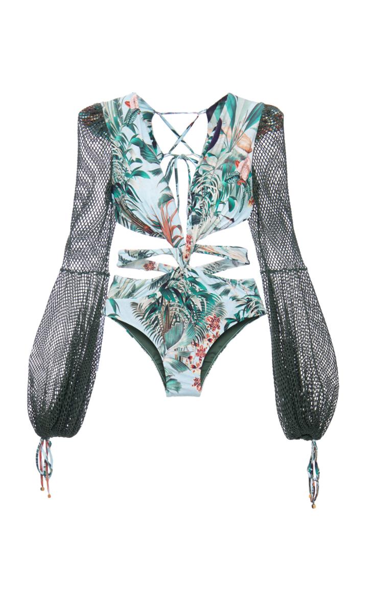 Moda Operandi Patbo Eden Netted Sleeve One Piece Size: S