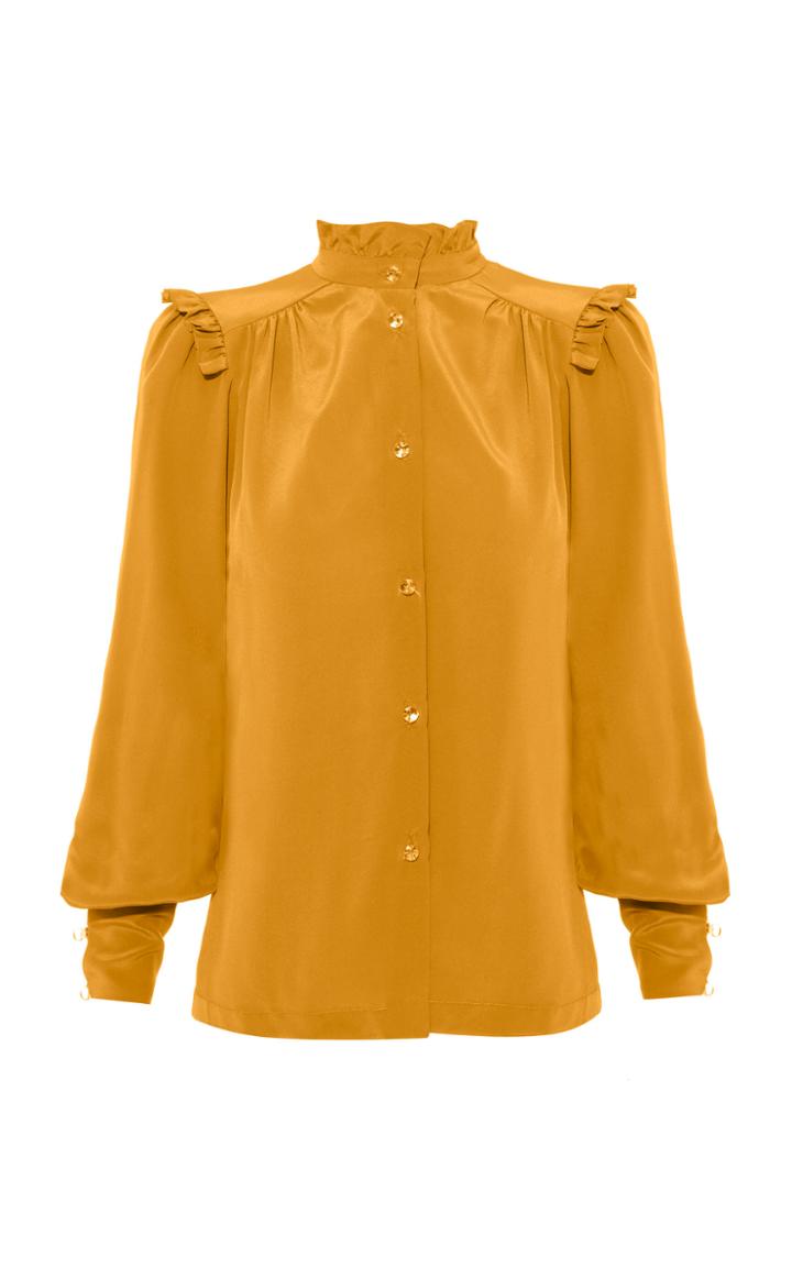 Anna Mason Deneuve Ruffle Silk Blouse