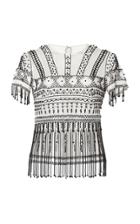 Zuhair Murad Tiered Tassel Embroidered Top