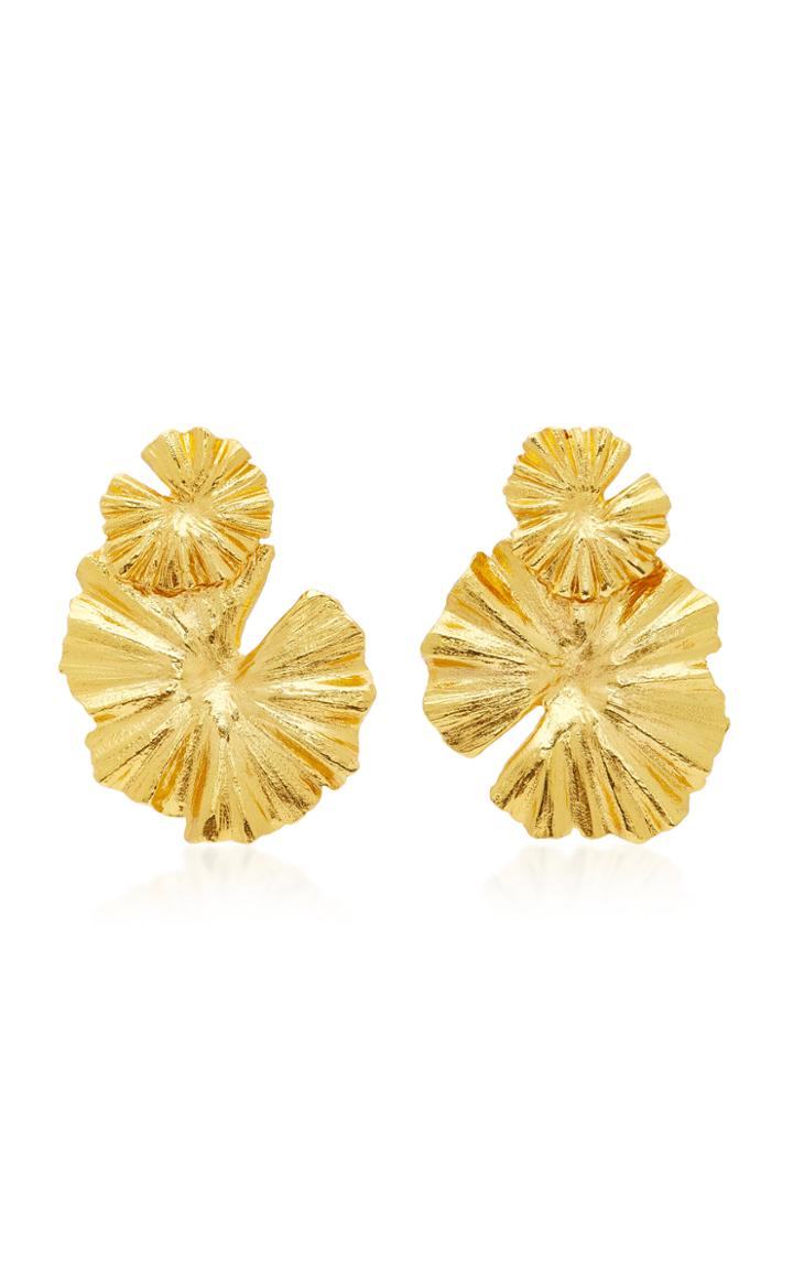 Oscar De La Renta Wildflower Gold-tone Earrings