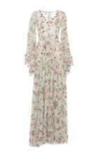 Luisa Beccaria Floral Embroidered Long Dress