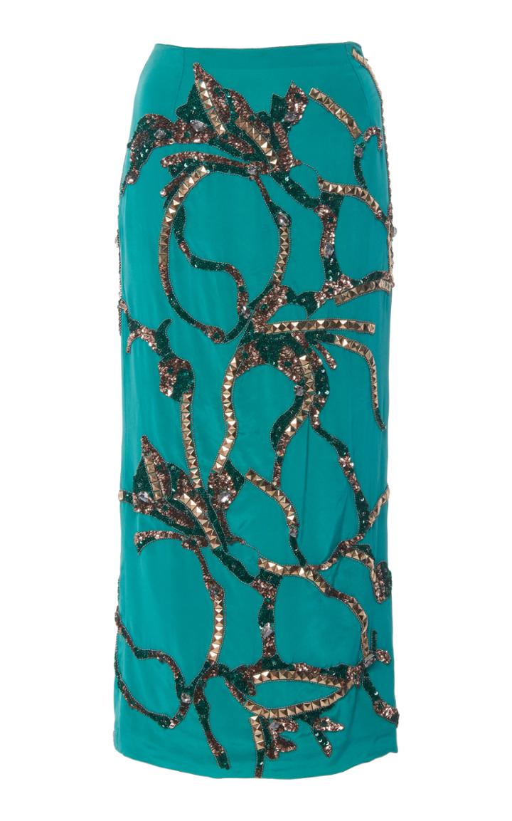 Moda Operandi Burnett New York Studded Silk Pencil Skirt Size: 0