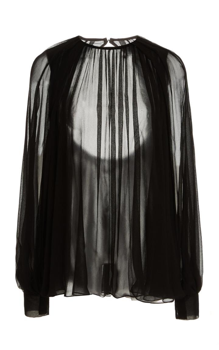 Moda Operandi Carolina Herrera Crinkle Chiffon Cape Blouse