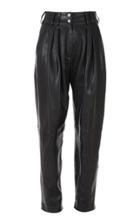 Balmain High-waisted Leather Tapered Pants