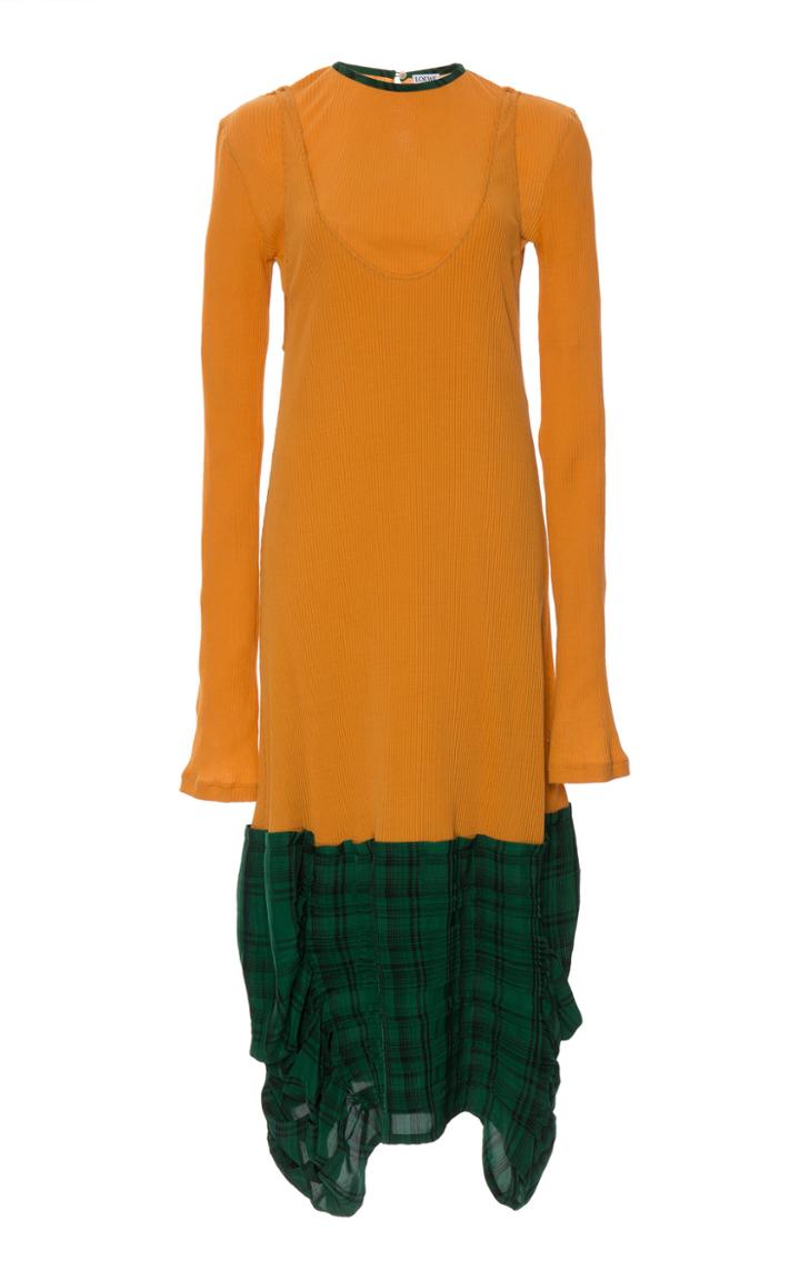 Loewe Layered Checks Cotton T-shirt Dress