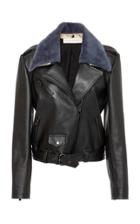 Alyson Eastman Classic Moto Leather Jacket With Collar