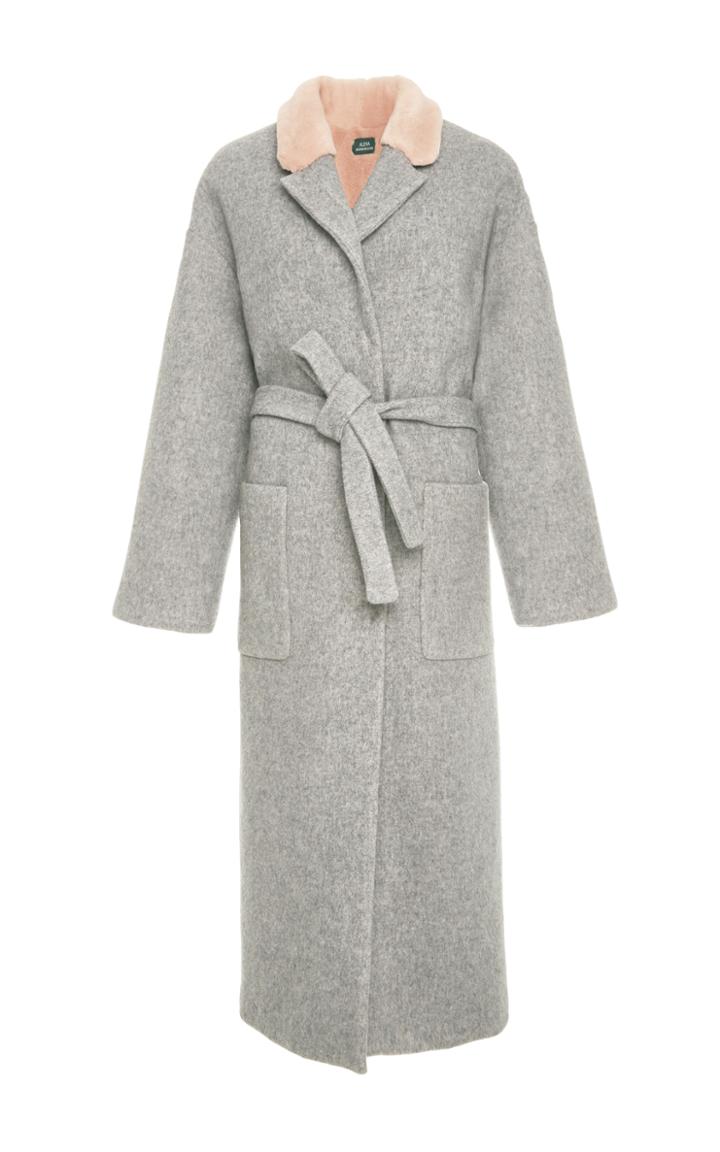 Alena Akhmadullina Mink Fur Trimmed Wool Coat
