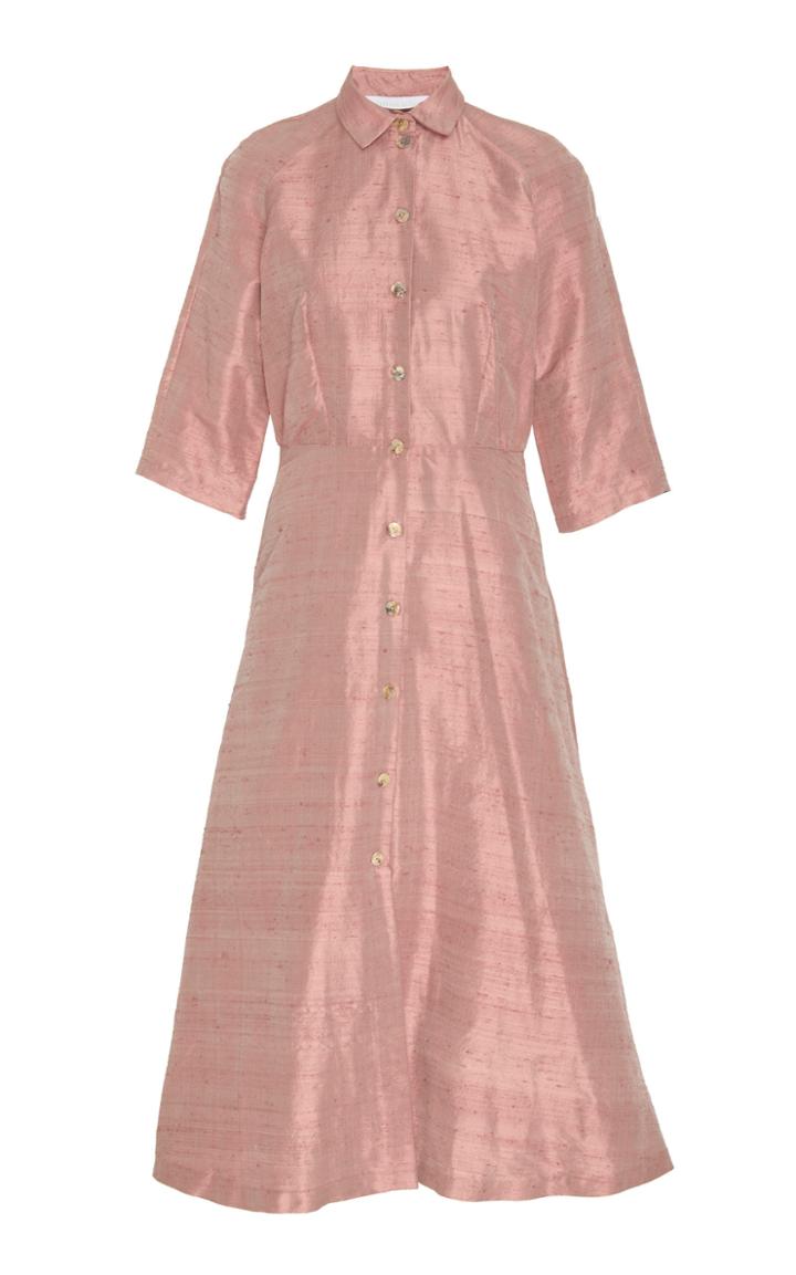Christine Alcalay Silk Collared Midi Dress