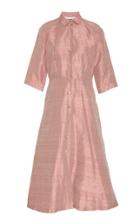 Christine Alcalay Silk Collared Midi Dress