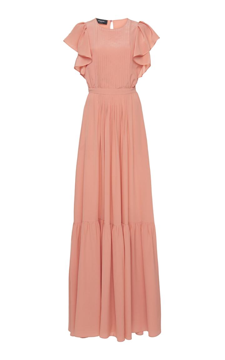 Rochas Onice Silk Ruffle Sleeve Dress