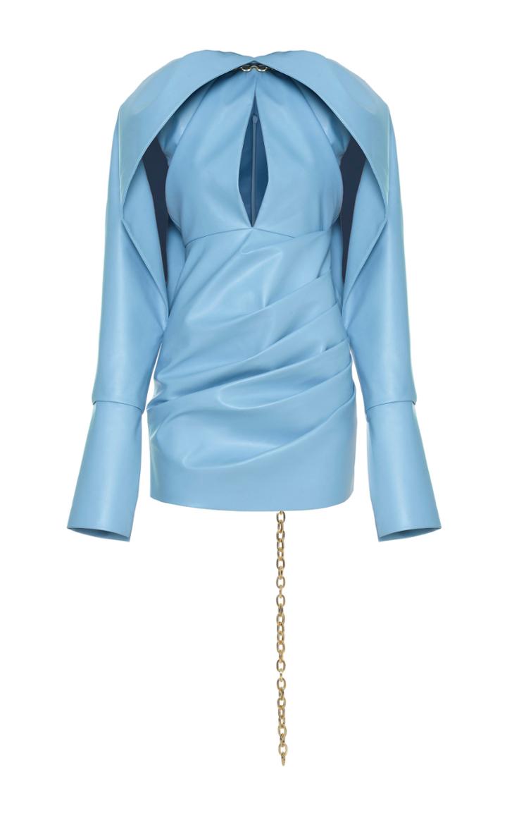 Aleksandre Akhalkatsishvili Turned Shoulder Faux Leather Mini Dress