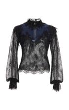 Costarellos Lace Applique Embellished Top