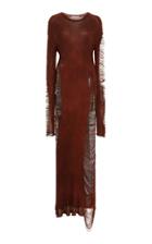 Moda Operandi Acne Studios Kiranda Distressed Ribbed-knit Silk Maxi Dress
