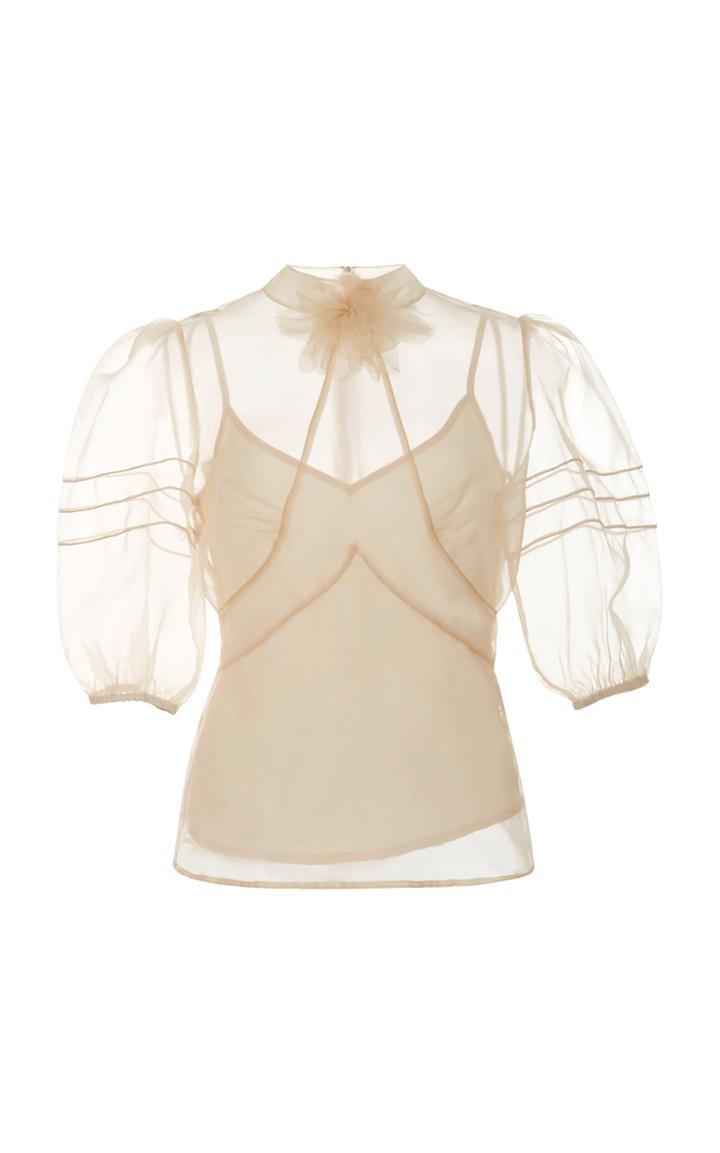 Red Valentino Organza Short Sleeve Blouse
