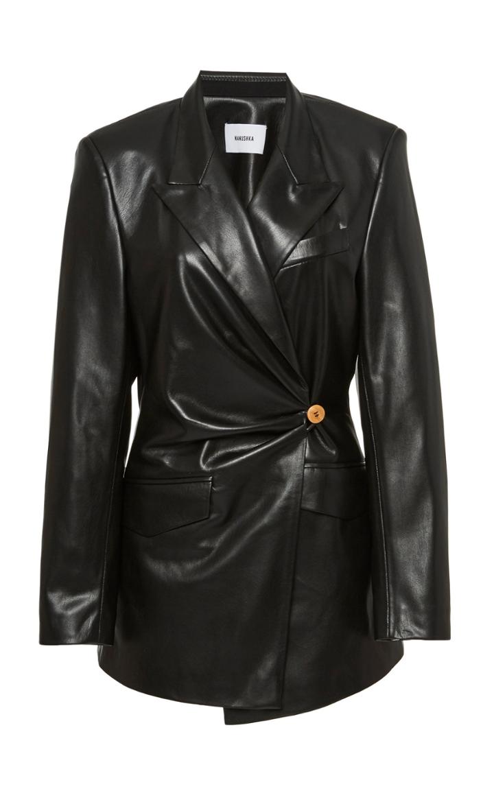 Moda Operandi Nanushka Blair Fitted Leather Jacket Size: Xs