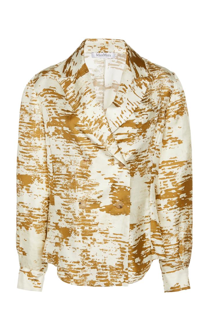 Max Mara Eris Printed Silk Double-breasted Top