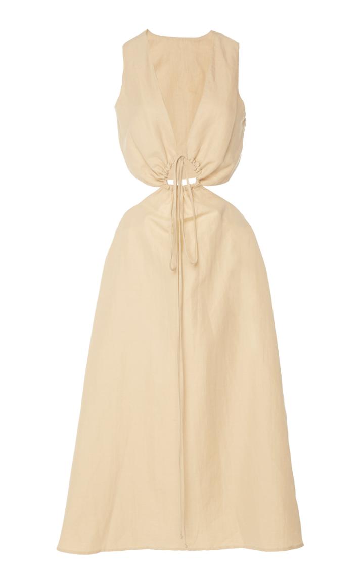Cult Gaia Cybele Tie-detailed Cutout Linen Dress