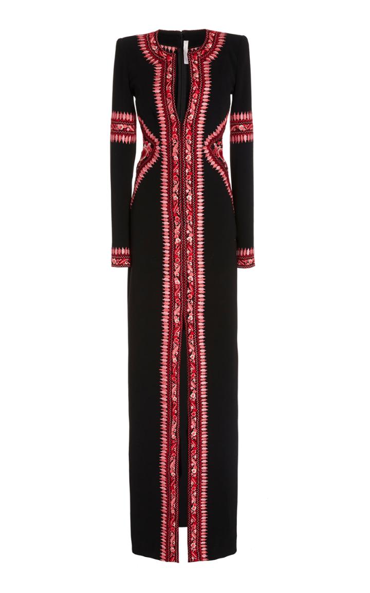 Naeem Khan Embroidered Crepe Gown