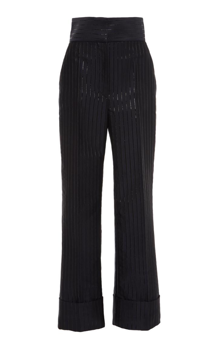 Moda Operandi Alberta Ferretti Striped Lurex Cropped Pants