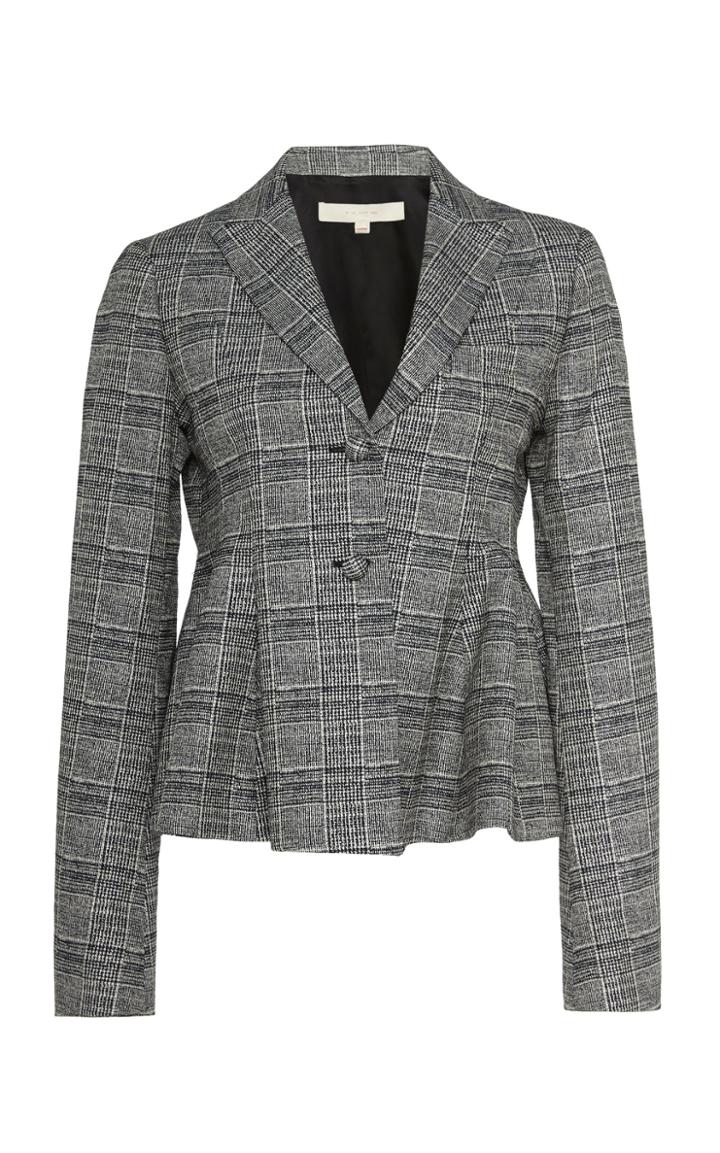 By Any Other Name Plaid Cotton Peplum Blazer