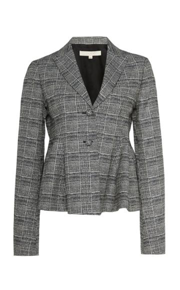 By Any Other Name Plaid Cotton Peplum Blazer
