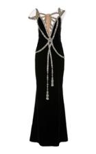 Marchesa Tassel-accented Embellished Velvet Gown