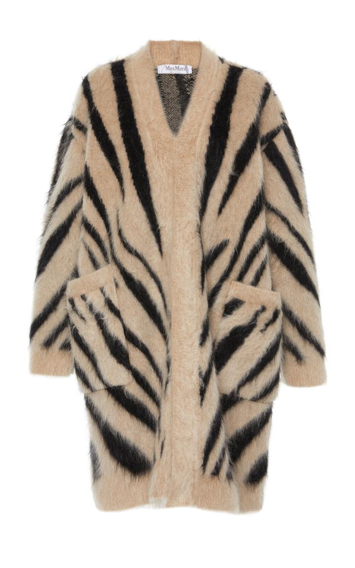 Max Mara Carlo Oversized Animal-print Mohair-blend Cardigan Size: Xs