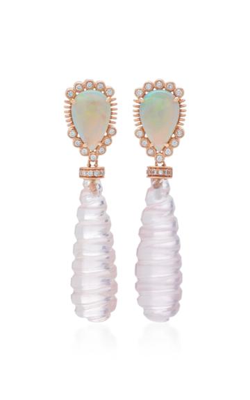 Dana Rebecca 14k Rose Gold Opal And Pink Quartz Drop Earrings