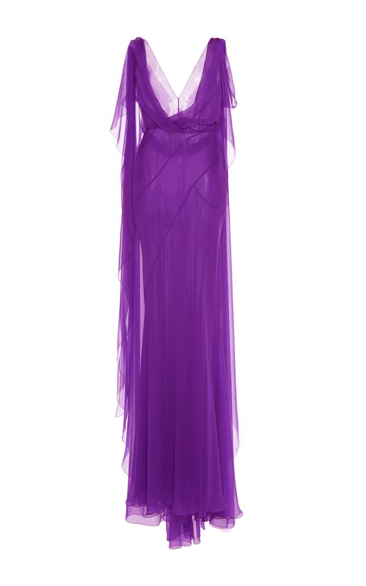 Alberta Ferretti Draped Silk Chiffon Gown